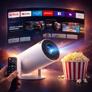 Mini Projetor Smart Portátil HY300 Full HD 4K Android 11 Wi-Fi Bluetooth Bivolt Branco VLX