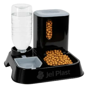 Comedouro e Bebedouro Automático Inteligente Alimentador para Cães e Gatos Preto