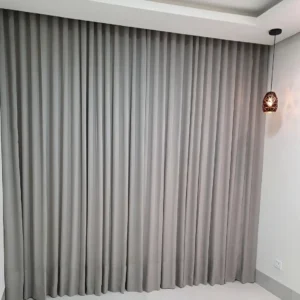 Cortina Gaze De Linho Com Forro Blackout E Trilho Wave Duplo 6,00m x 2,70m Cinza