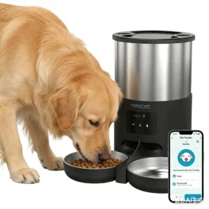 Alimentador Automático Newpet Tuya 5L Wi-Fi com App, Sensor e Voz para Cães e Gatos Preto