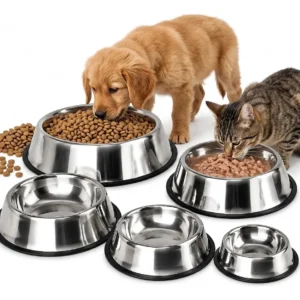 Tigela Comedouro e Bebedouro Pet Aço Inox Antiderrapante Cães e Gatos