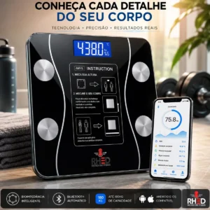Balança Digital Smart com Bioimpedância 180kg Bluetooth