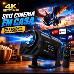 Projetor Smart HY320 390 ANSI Full HD 4K Android Wi-Fi 6 Bluetooth Bivolt Preto
