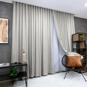Cortina Gaze De Linho Com Forro Blackout 8,00m x 2,65m Para Trilho Duplo Sophos Home