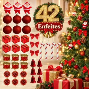 Kit 42 Enfeites Decoração De Natal Árvore Papai Noel