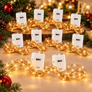 Kit 10 Fio De Fada Cordão Luz Decoração LED Pisca 2m 20 LEDs Branco Quente