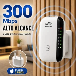 Repetidor De Sinal Wi-Fi Roteador Wireless 300Mbps Amplificador Extensor Longo Alcance HHO Branco