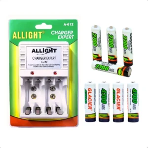 Kit 8 Pilhas Recarregáveis + Carregador Rápido Bivolt AA/AAA Inteligente